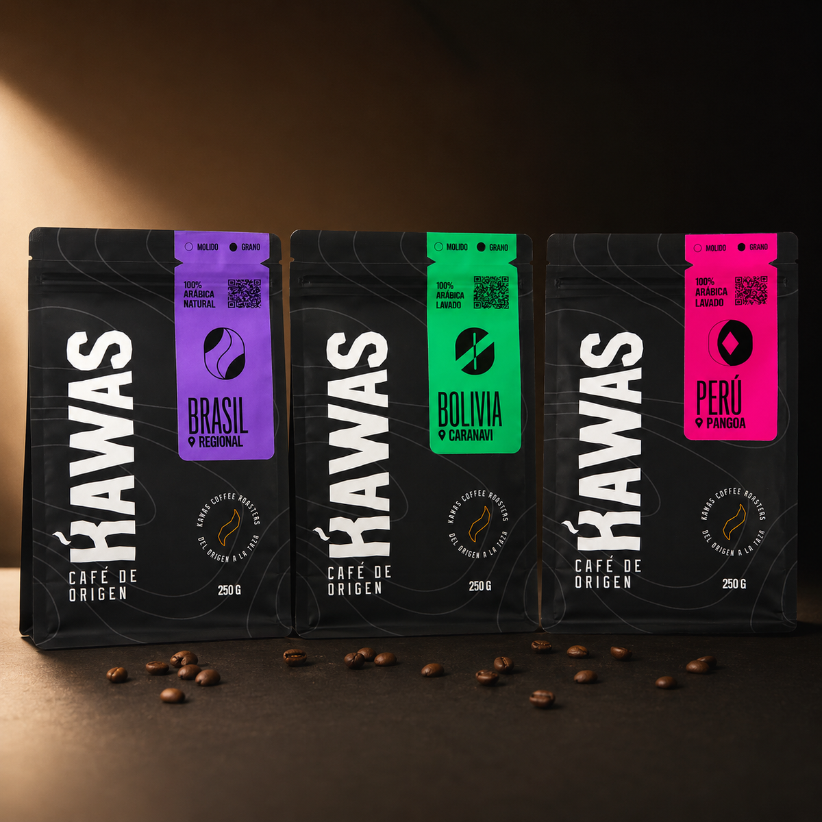 Pack Ruta Sudamericana FranVics con cafés Brasil, Bolivia y Perú