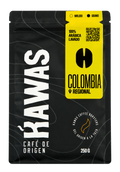 Bolsa de café KAWAS Colombia Caldas y Risaralda lavado, 250 g, fondo transparente